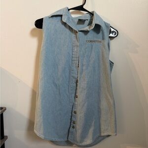 Corvette Light Blue Sleeveless Denim Shirt